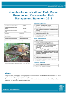 Koombooloomba National Park and Conservation Park Management