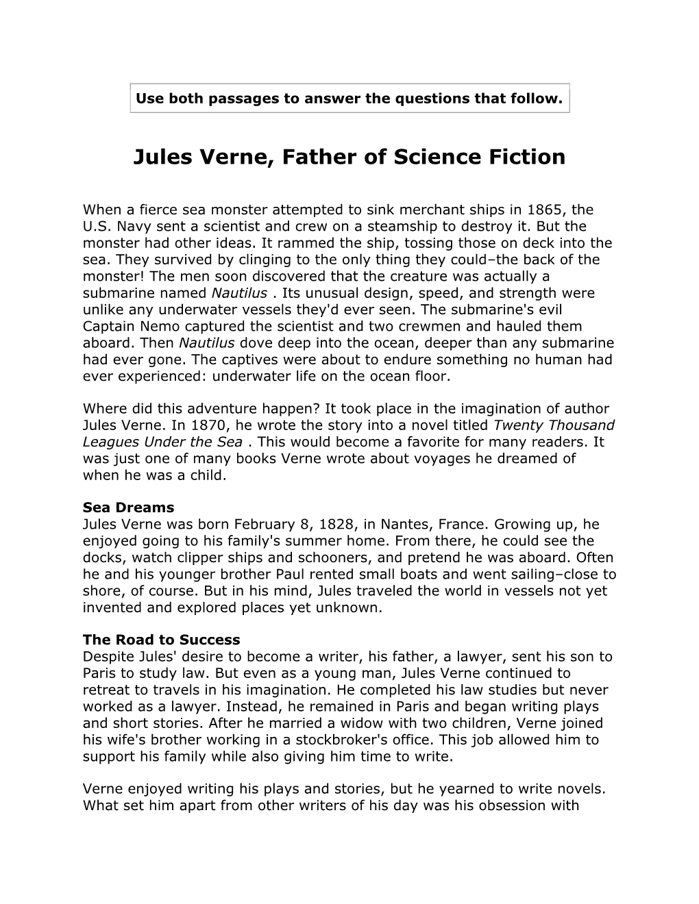 Jules Verne, Father of Science Fiction