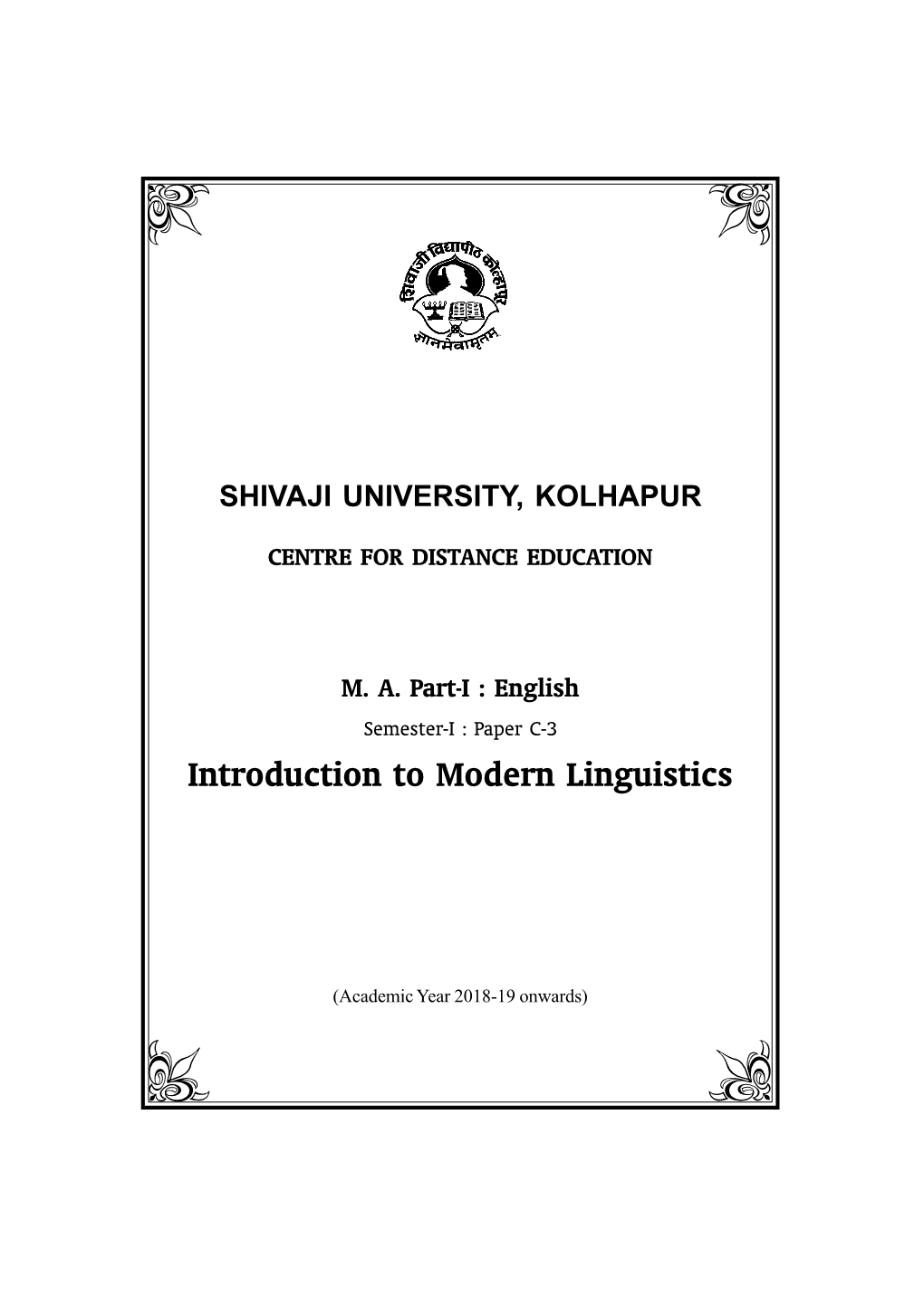 M. A. I English P. C3 & C6 Modern Linguistics Title.Pmd