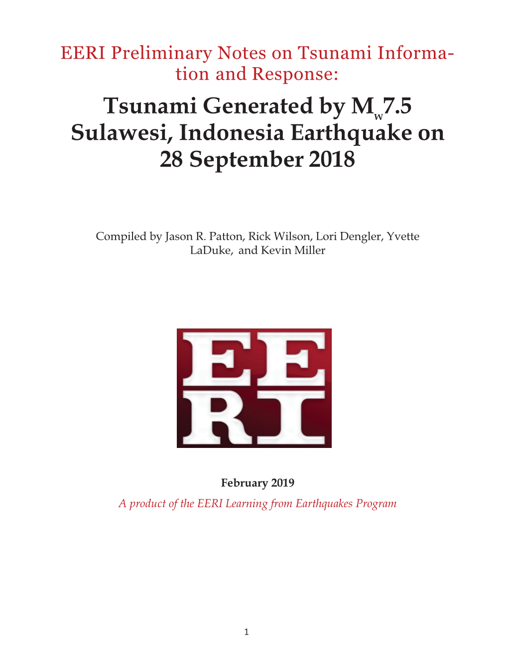 Tsunami Generated by MW7.5 Sulawesi, Indonesia Earthquake on 28 September 2018