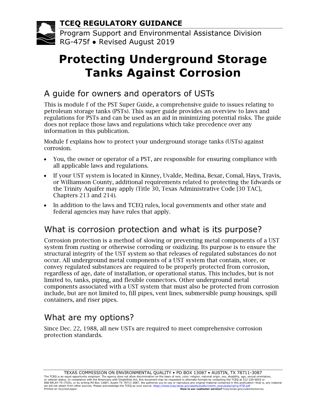 Protecting Underground Storage Tanks Against Corrosion