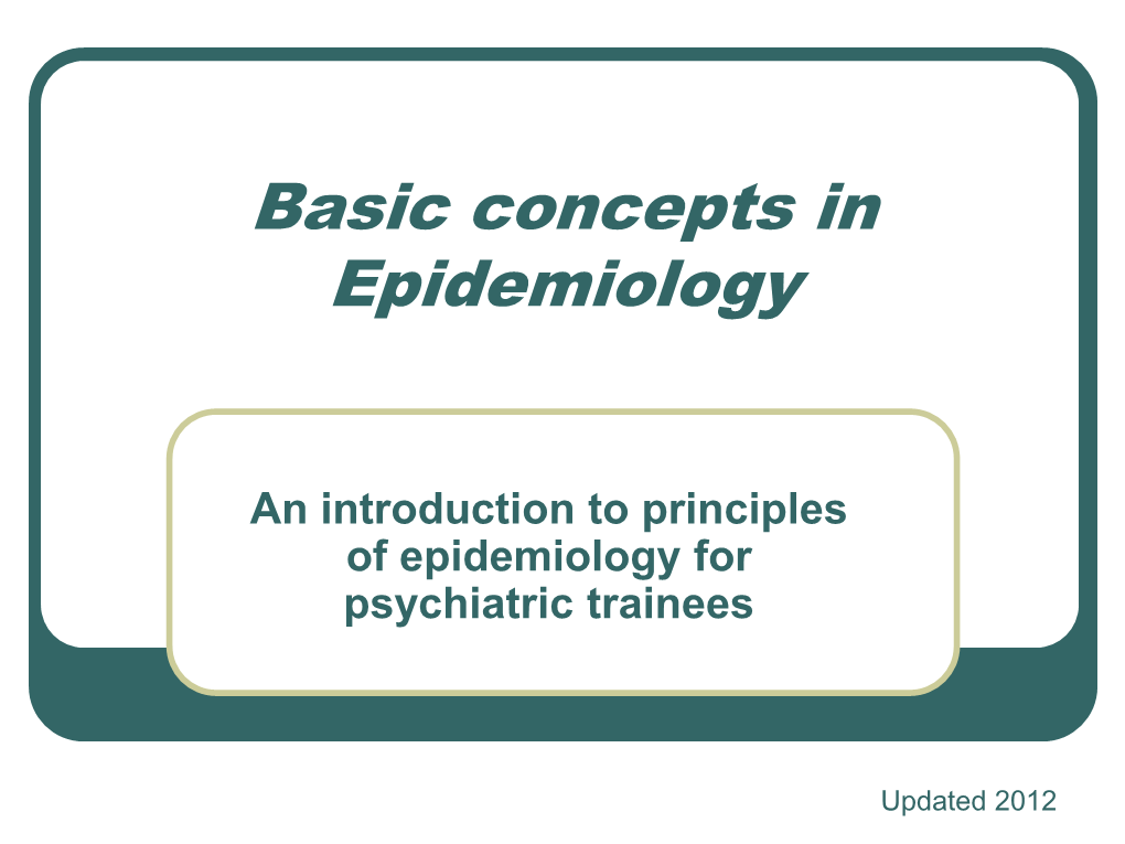 Basic Concepts in Epidemiology