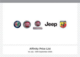 Affinity Price List