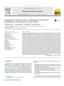 Frameworks of Change from Neanderthals to Homo Sapiens in Eastern Europe