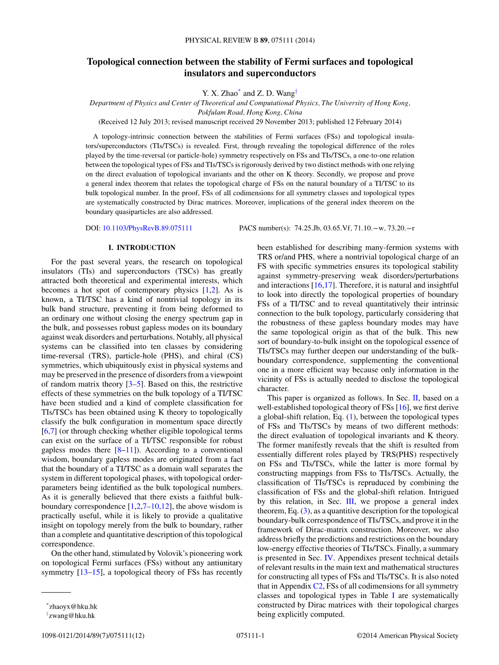 Topological Connection Between the Stability of Fermi Surfaces and Topological Insulators and Superconductors