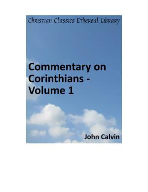 Commentary on Corinthians - Volume 1