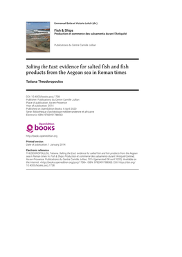 Evidence for Salted Fish and Fish Products from the Aegean Sea in Roman Times