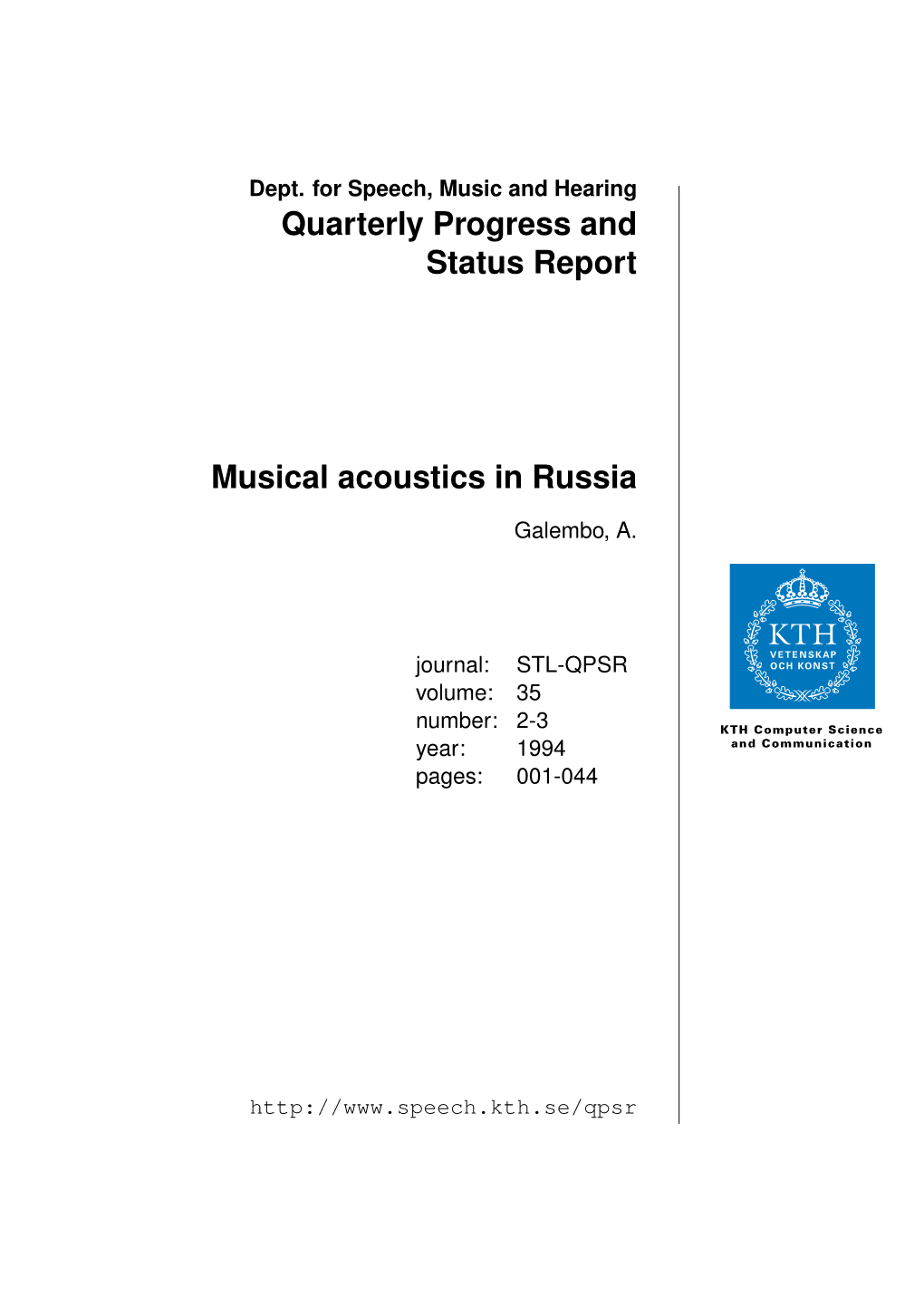 Musical Acoustics in Russia