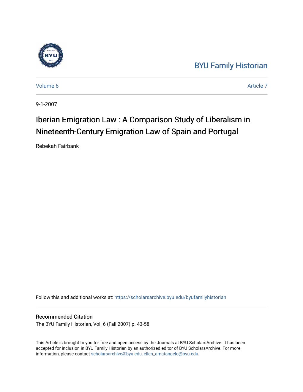 A Comparison Study of Liberalism in Nineteenth-Century Emigration Law of Spain and Portugal