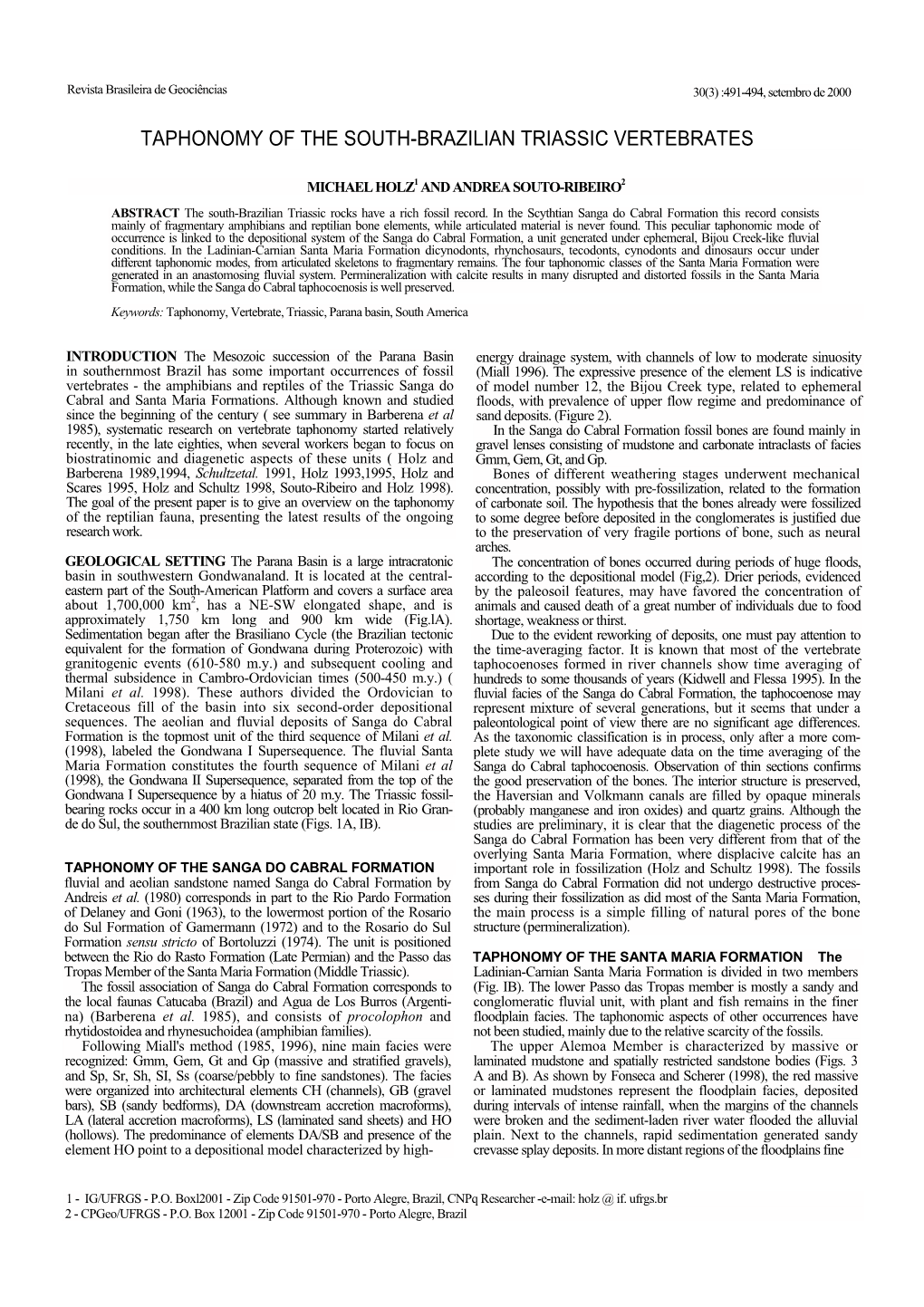 Taphonomy of the South-Brazilian Triassic Vertebrates