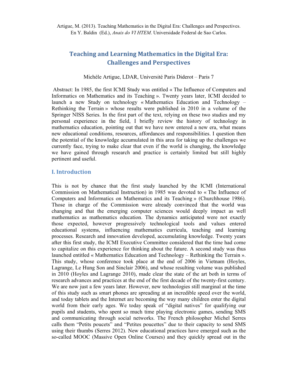 Teaching and Learning Mathematics in the Digital Era: Challenges and Perspectives