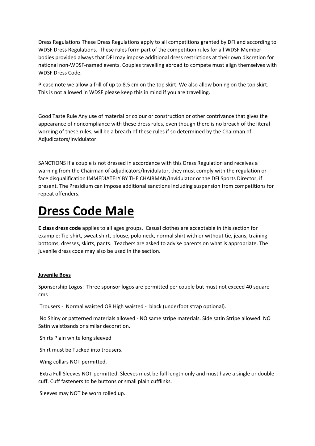 Dress Code Male