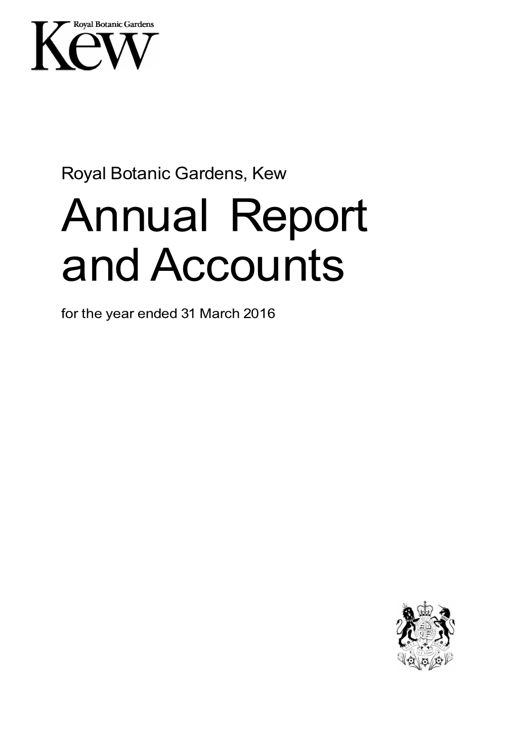 Kew Gardens Annual Report Accounts 2015-16