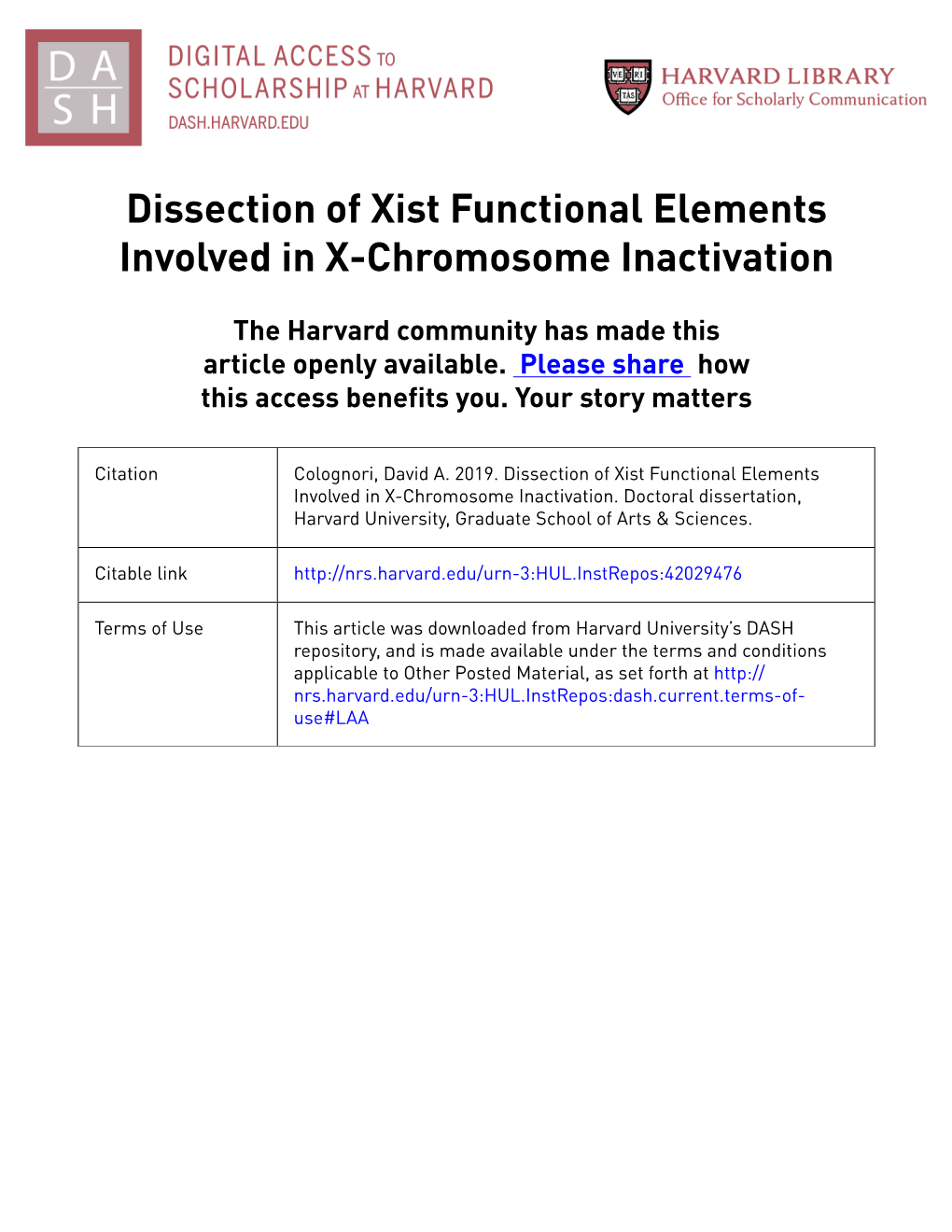 Dissection of Xist Functional Elements Involved in X-Chromosome Inactivation