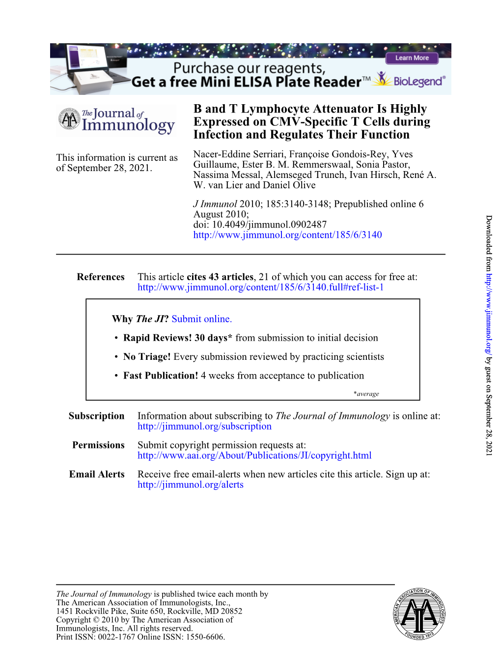 Infection and Regulates Their Function Expressed on CMV