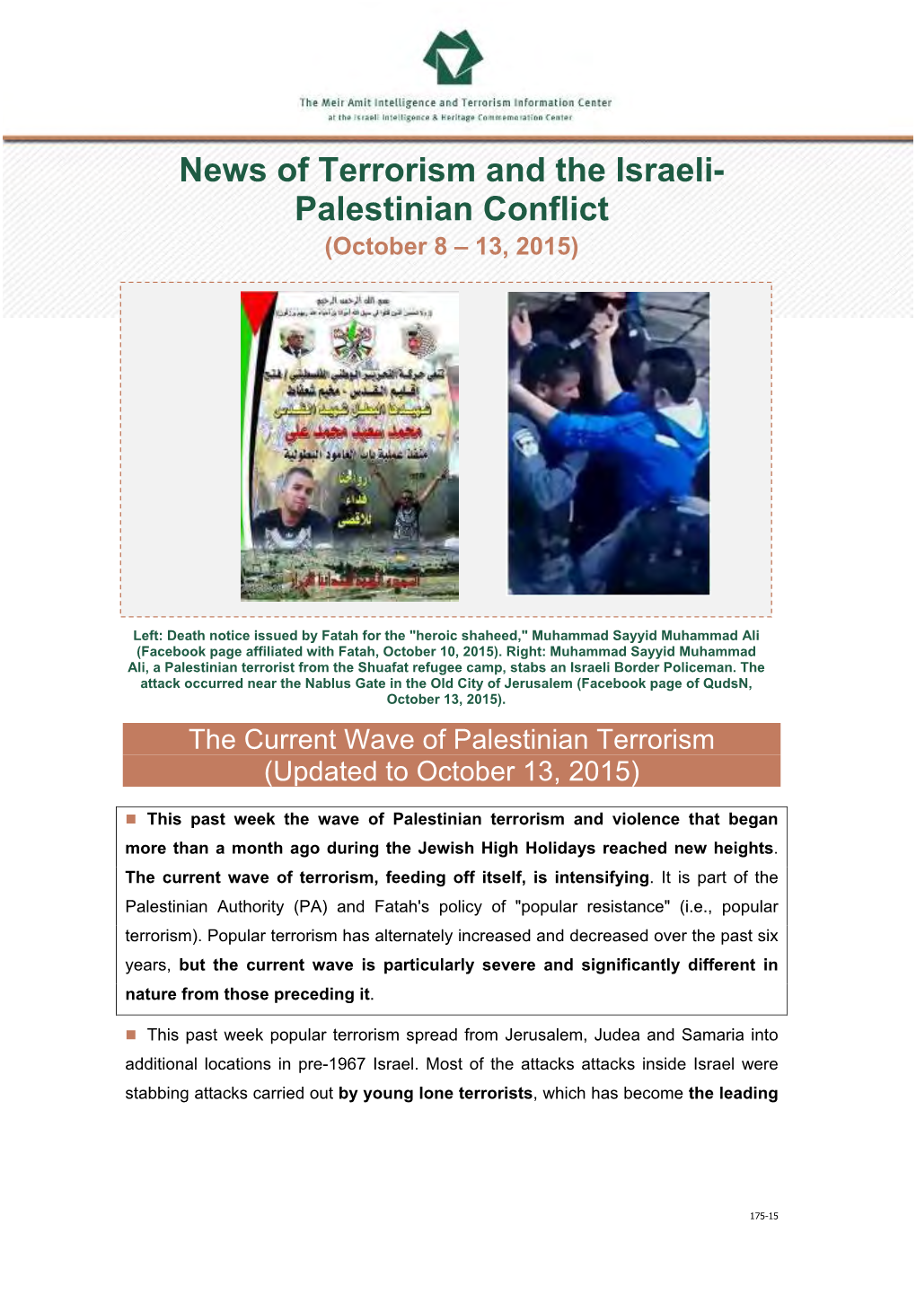 News of Terrorism and the Israeli-Palestinian Conflict (October