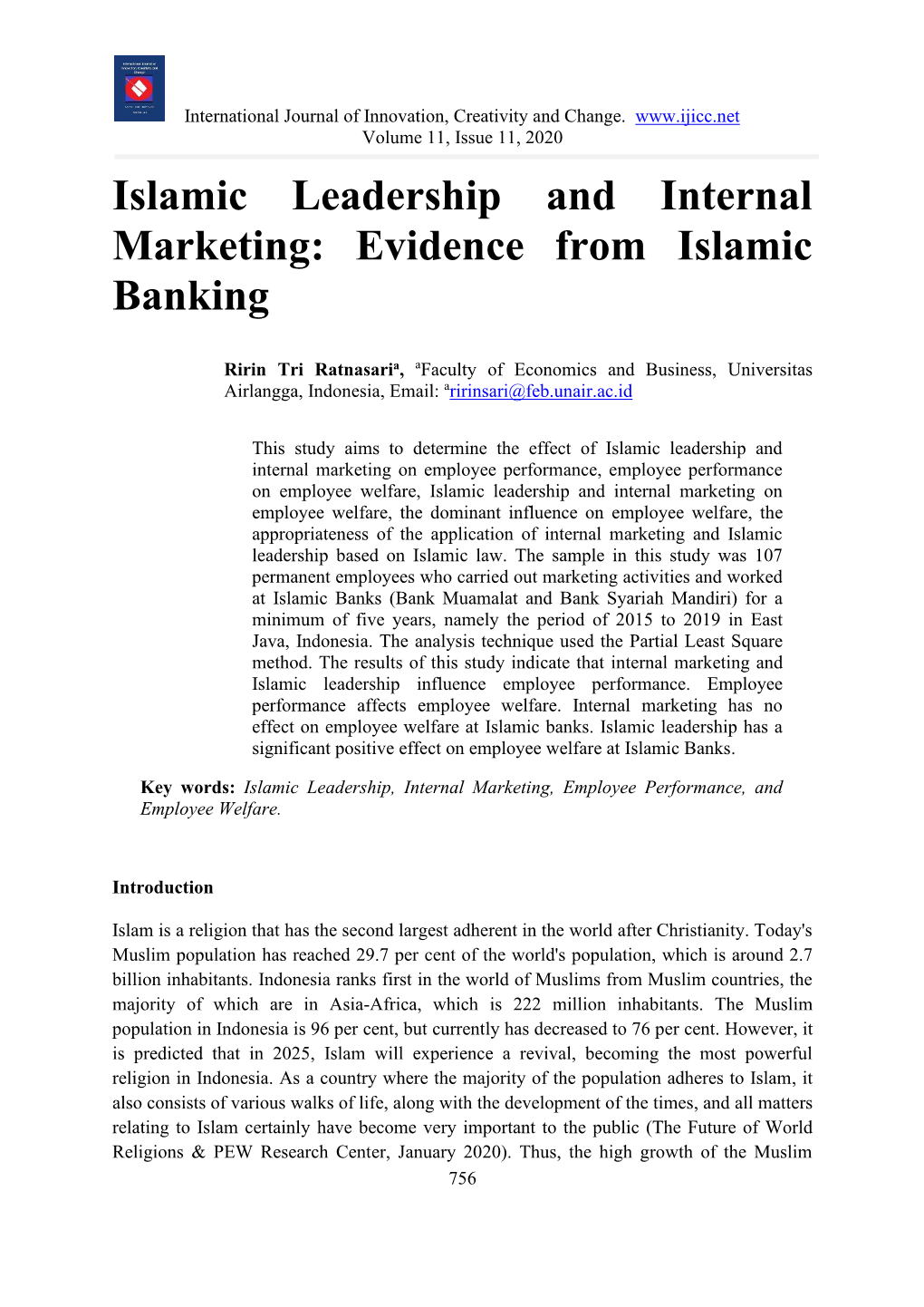 Islamic Leadership and Internal Marketing: Evidence from Islamic Banking