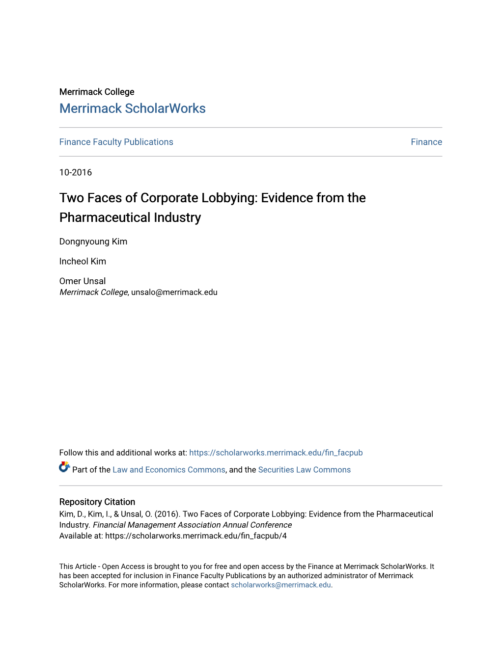 Two Faces of Corporate Lobbying: Evidence from the Pharmaceutical Industry