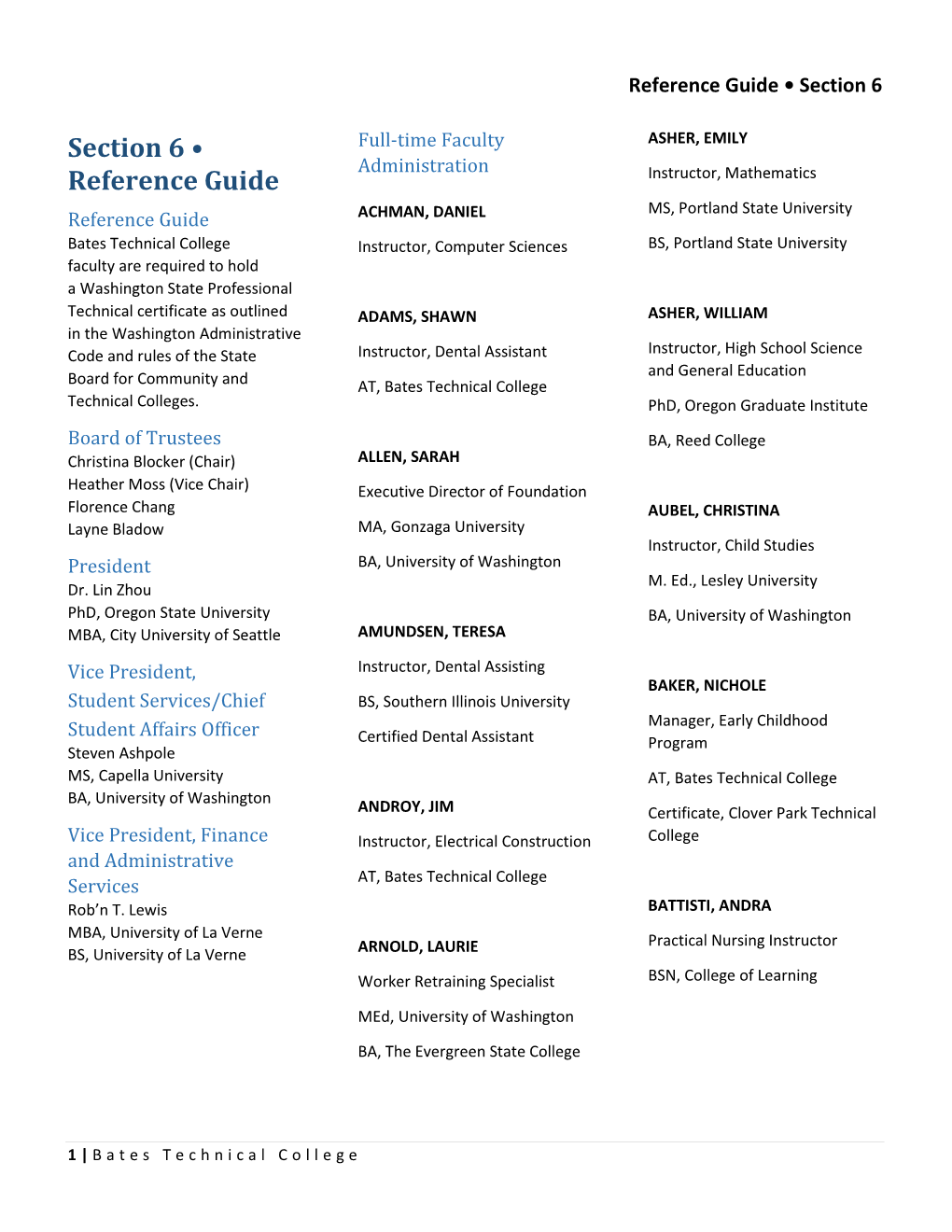 Section 6 • Reference Guide