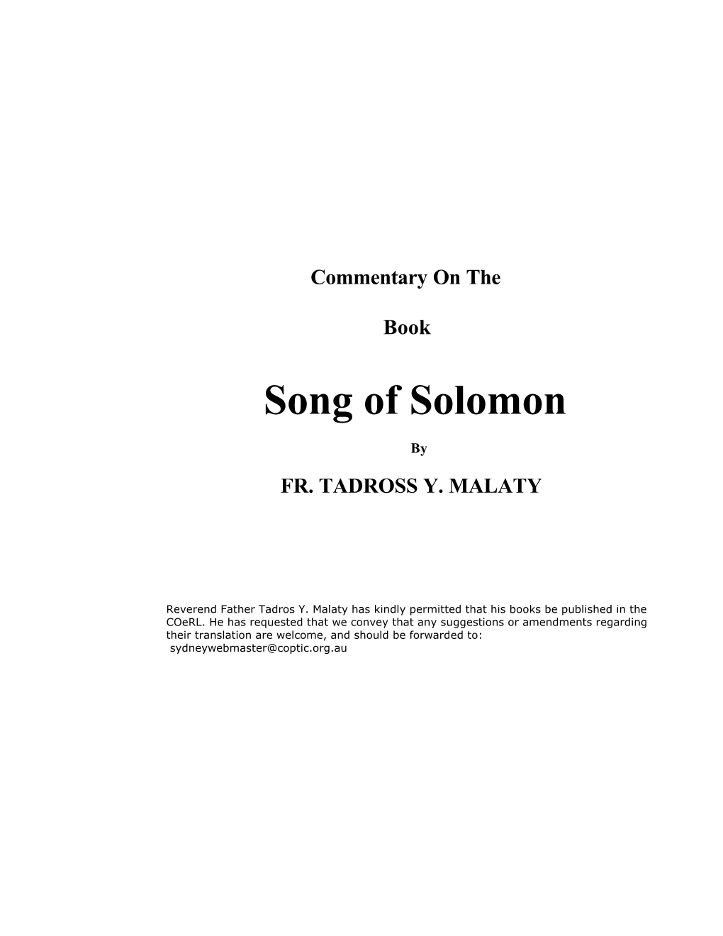 Song of Solomon