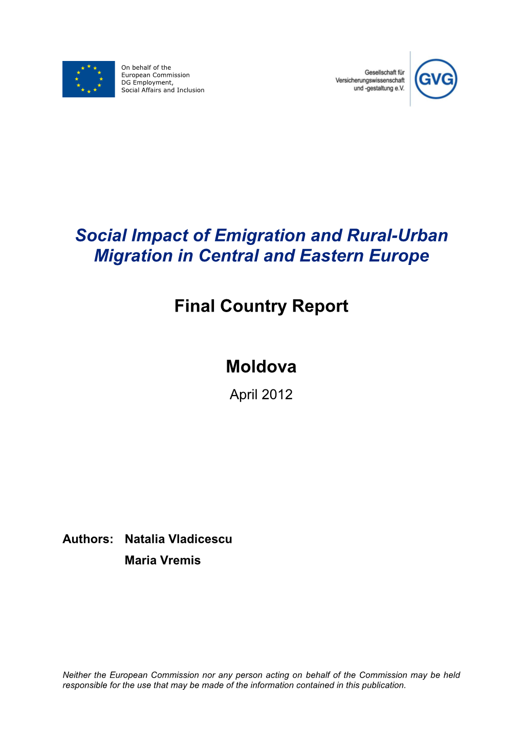 Social Impact of Emigration and Rural-Urban Migration in Central and Eastern Europe