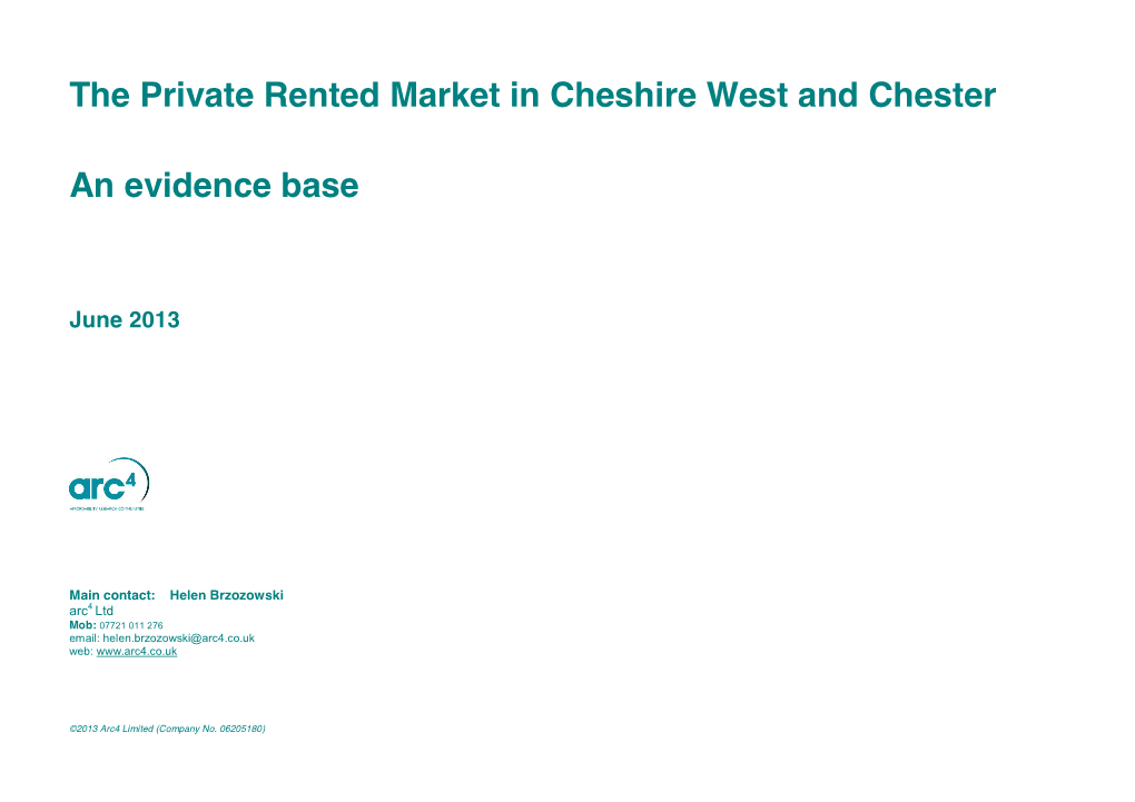 The Private Rented Market in Cheshire West and Chester An