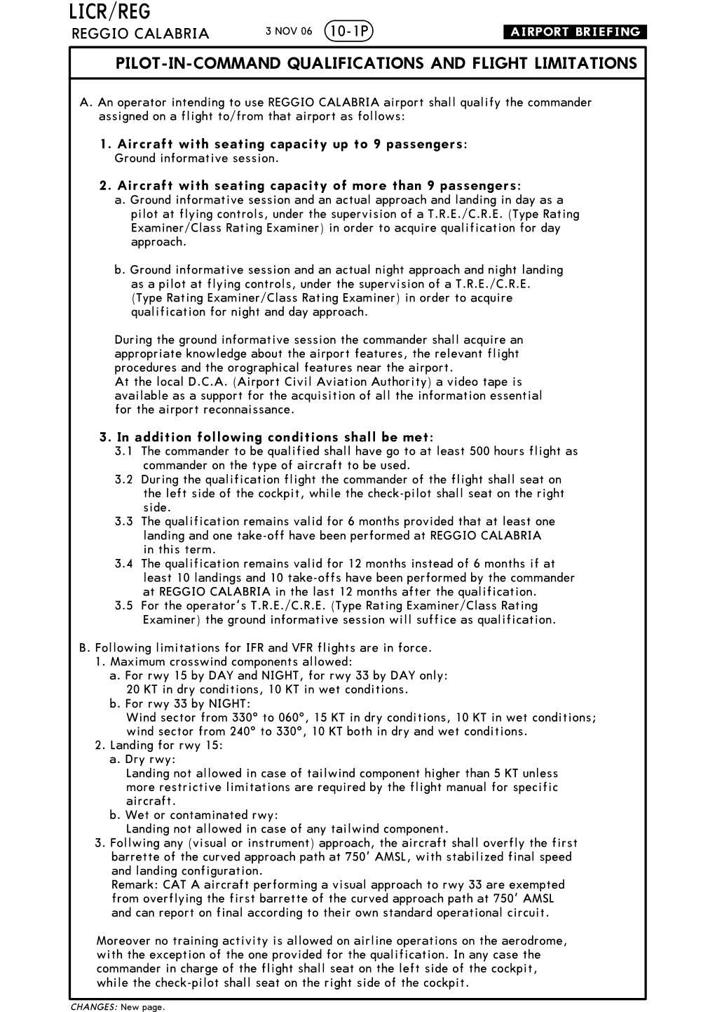 Licr/Reg Reggio Calabria 3 Nov 06 10-1P .Airport.Briefing