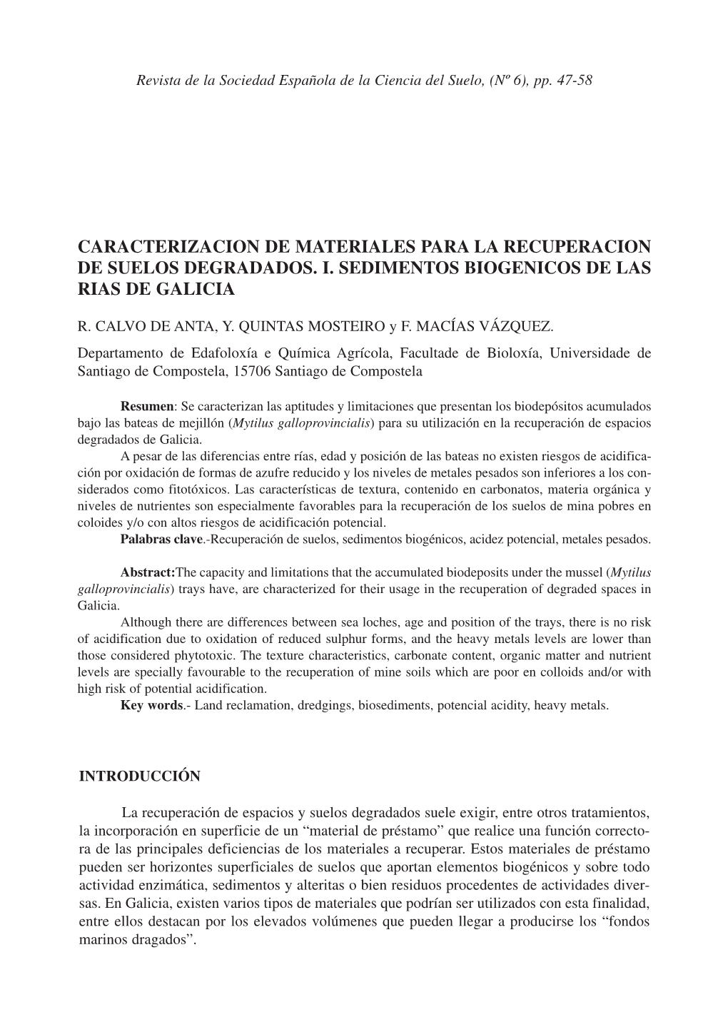 Revista De La Sociedad Española De La Ciencia Del Suelo, (Nº 6), Pp