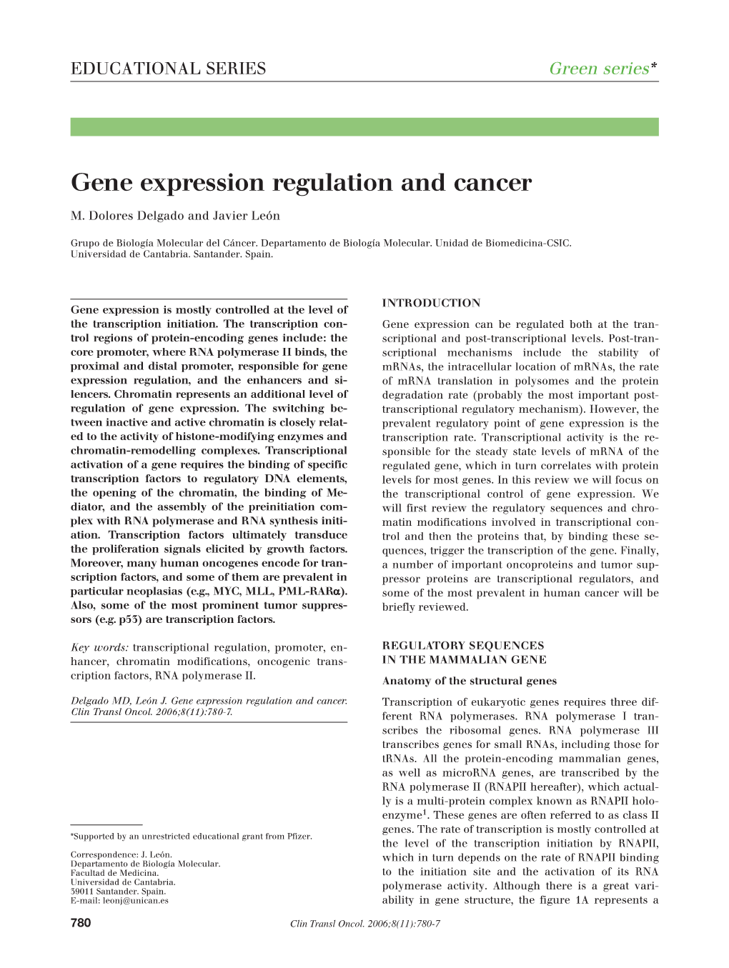 Gene Expression Regulation and Cancer