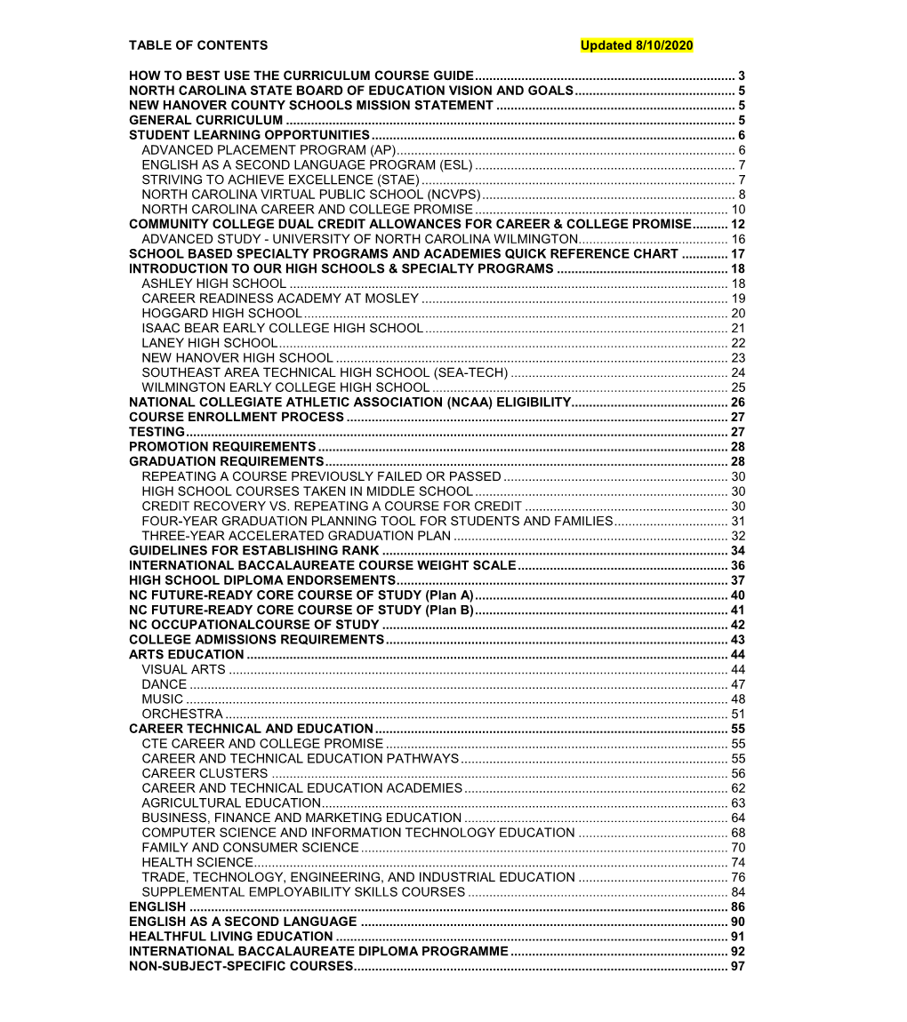 NHCS Curriculum Course Guide Has Become a Vital Source of Information for Both Parents and Students