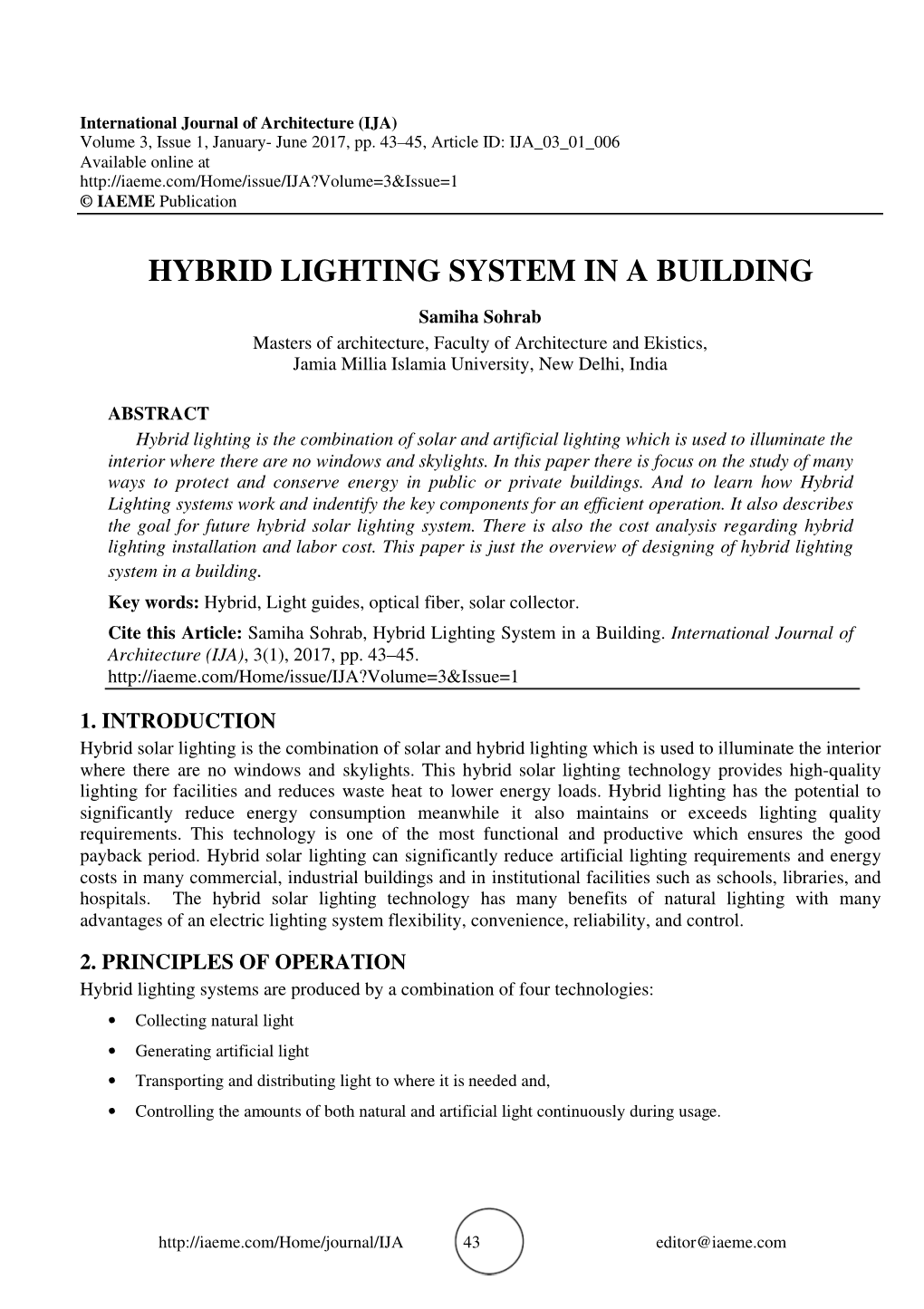 Hybrid Lighting System in a Building