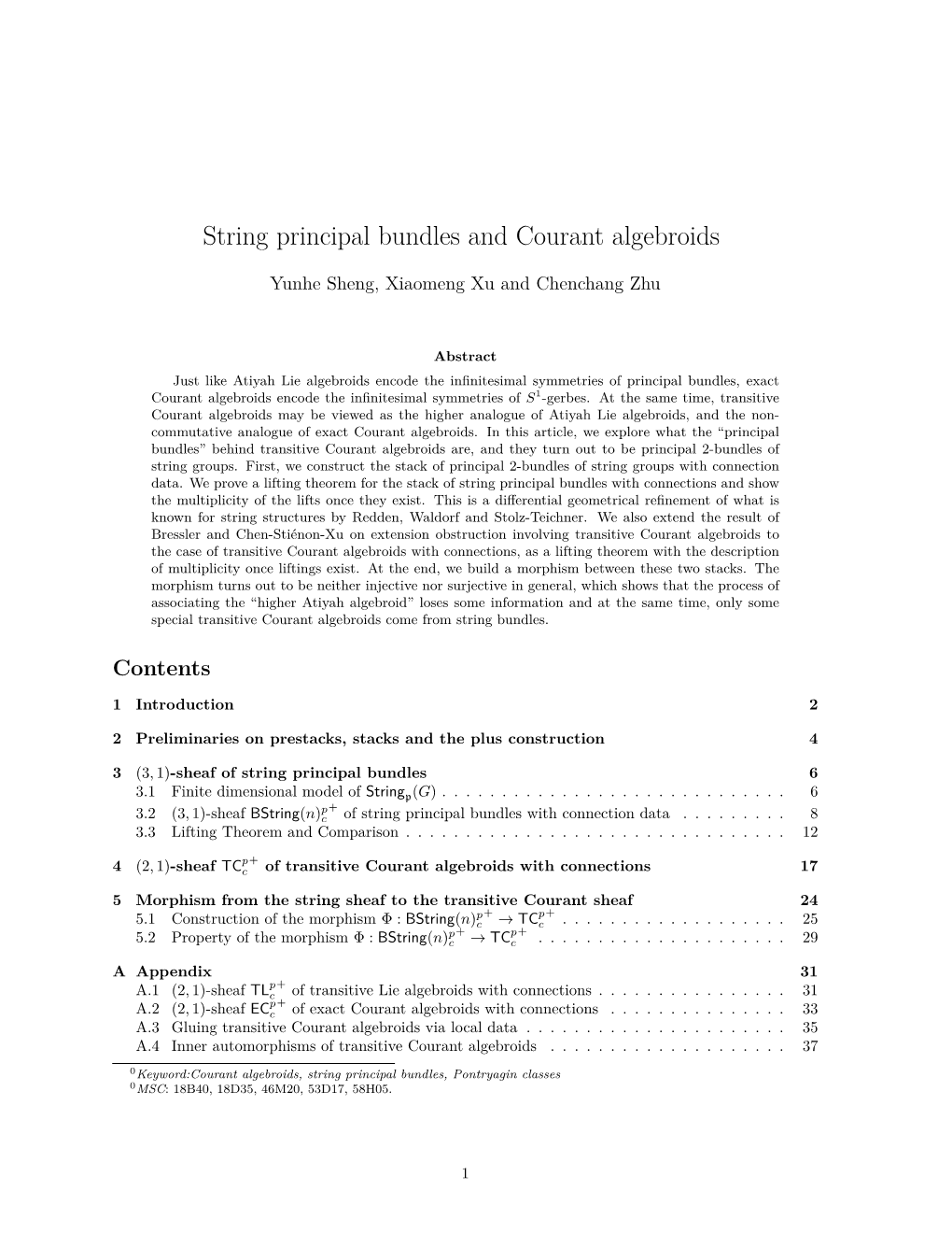 String Principal Bundles and Courant Algebroids