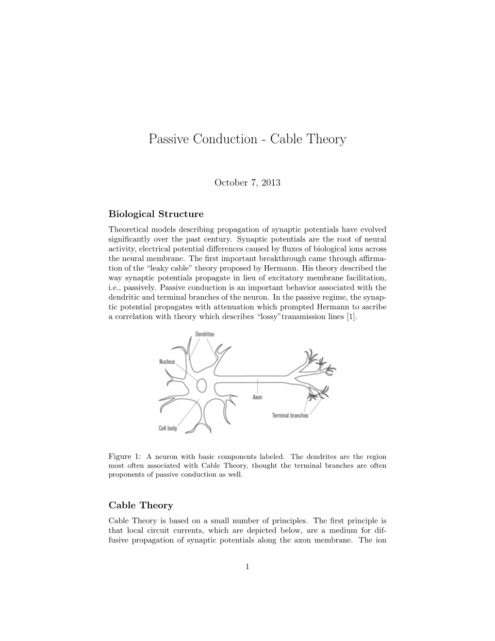 Passive Conduction - Cable Theory