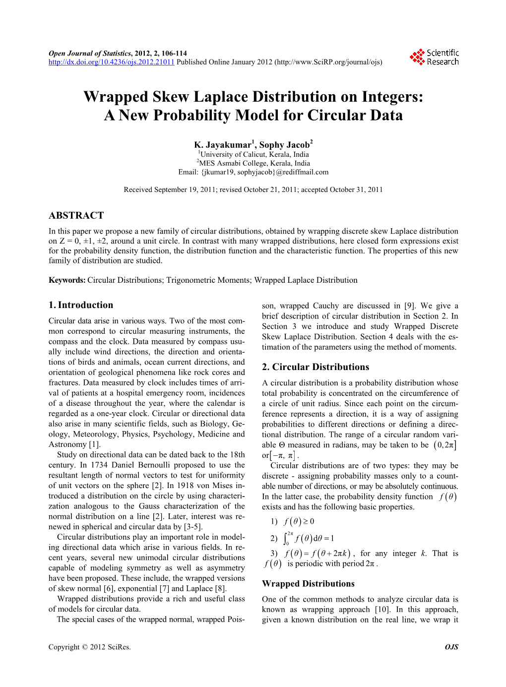 Wrapped Skew Laplace Distribution on Integers:A New Probability