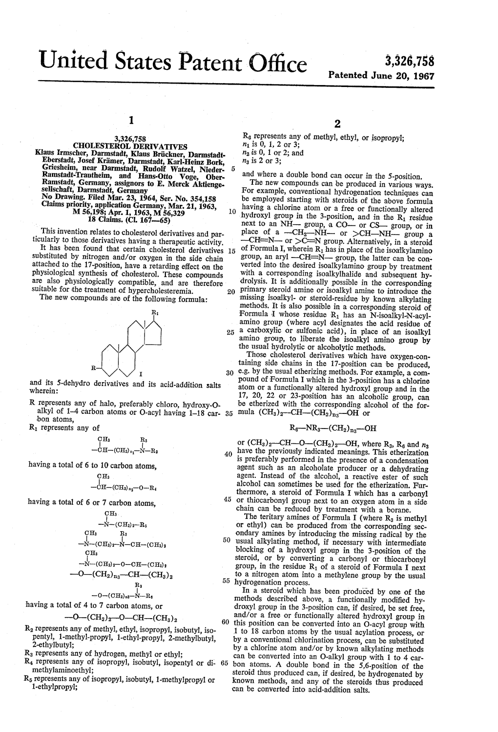 United States Patent Office Patented June 20, 1967