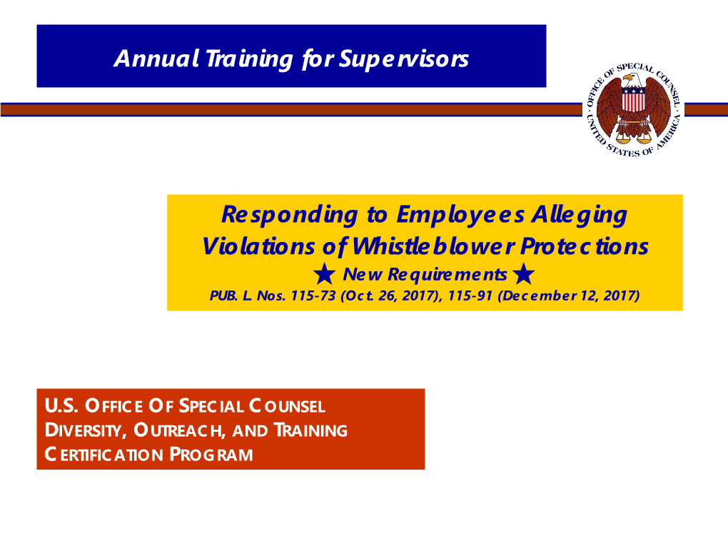 Annual Training for Supervisors Responding to Employees Alleging