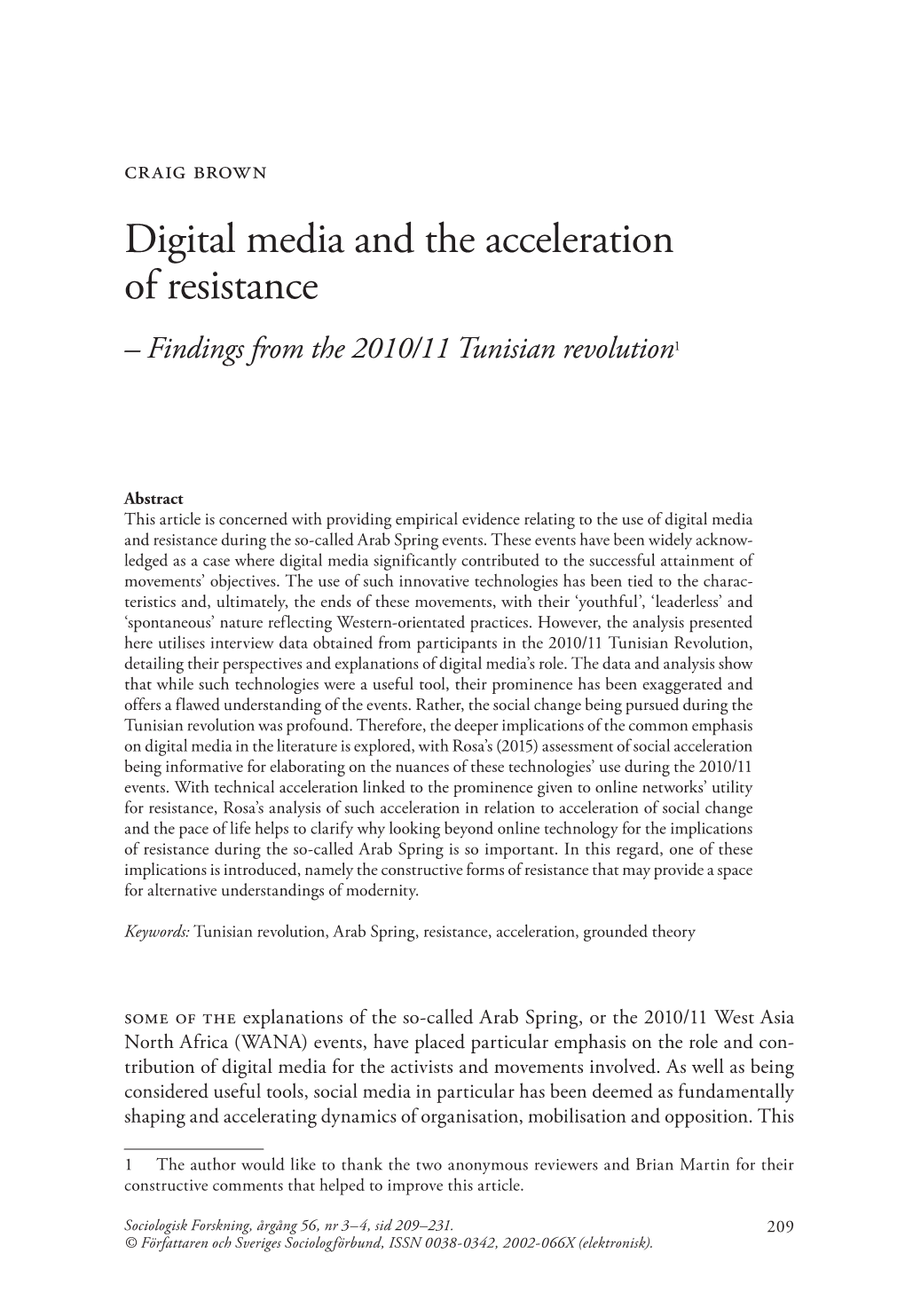 Digital Media and the Acceleration of Resistance