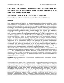 Calcium Channels Controlling Acetylcholine Release from Preganglionic Nerve Terminals in Rat Autonomic Ganglia