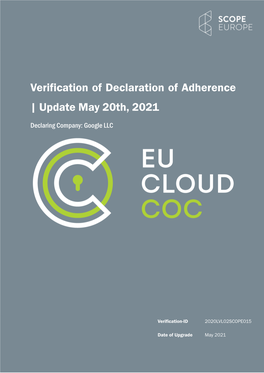 Verification of Declaration of Adherence | Update May 20Th, 2021