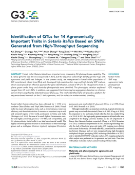 Identification of Qtls for 14 Agronomically Important Traits In