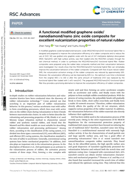 A Functional Modified Graphene Oxide/Nanodiamond/Nano Zinc