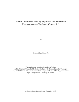 The Trinitarian Pneumatology of Frederick Crowe, SJ