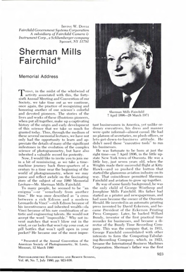 Sherman Mills Fairchild Memorial Address
