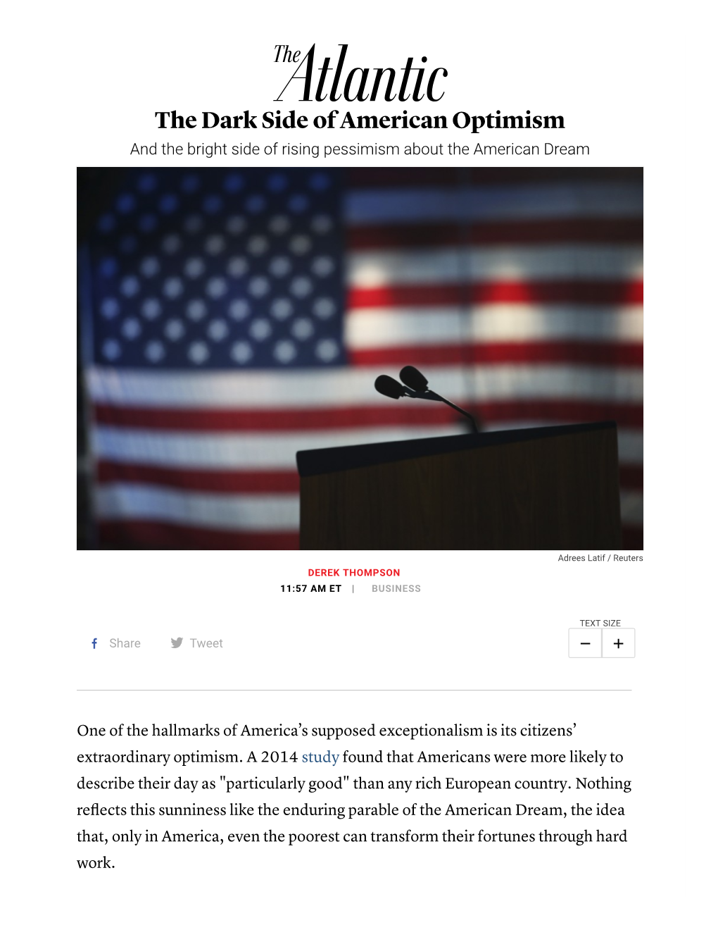 The Dark Side of American Optimism and the Bright Side of Rising Pessimism About the American Dream