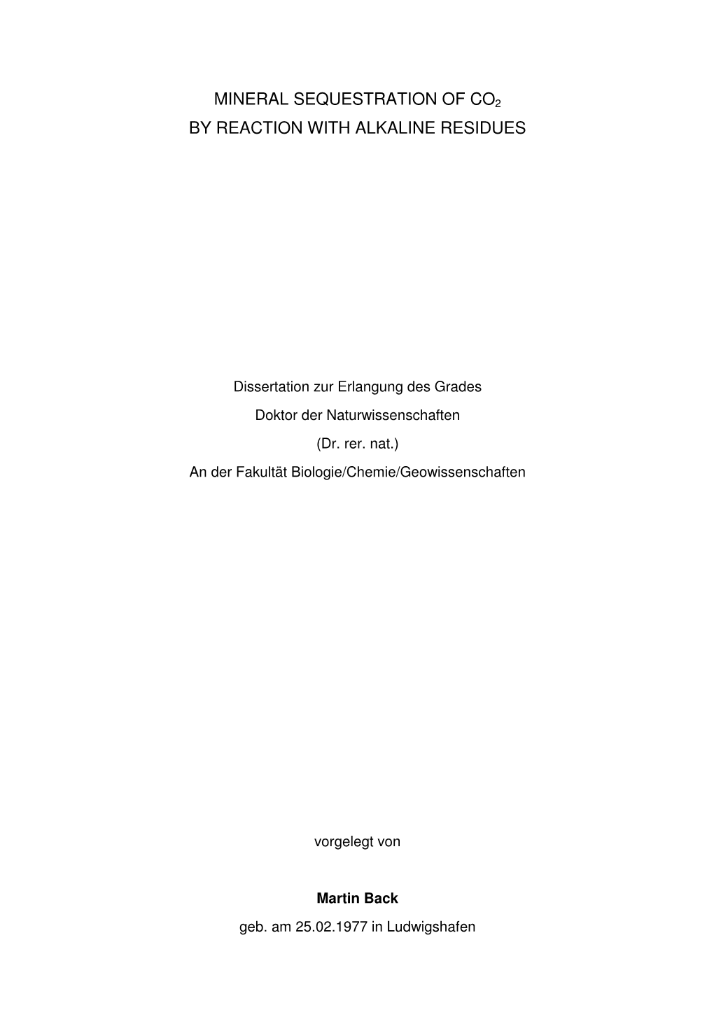 Mineral Sequestration of Co2 by Reaction with Alkaline