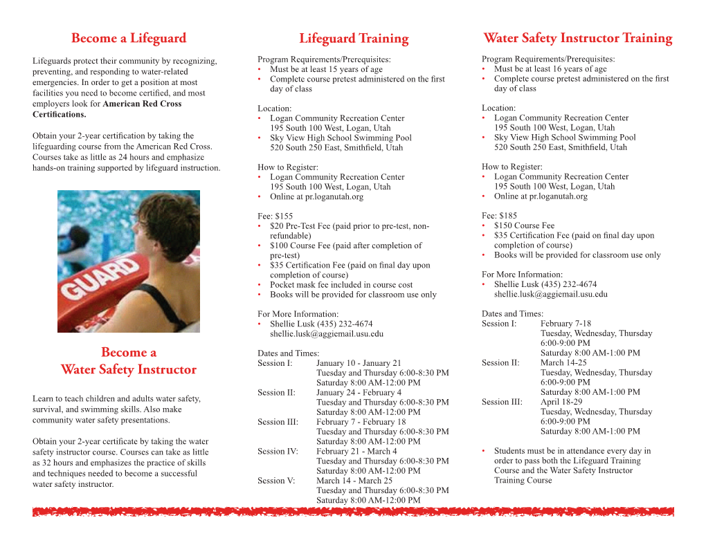 Water Safety Instructor Training Lifeguard Training Become A