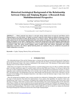 Historical-Sociological Background of the Relationship Between China and Xinjiang Region: a Research from Multidimensional Perspective