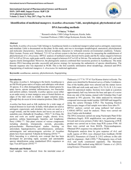 1 Identification of Medicinal Mangrove Acanthus Ebracteatus Vahl