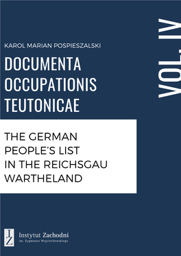 Karol Marian Pospieszalski Documenta Occupationis Vol.Iv Teutonicae