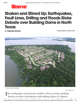 Shaken and Stirred Up: Earthquakes, Fault Lines, Drilling and Floods